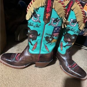 Ariat Brown and Teal Heeled Boots